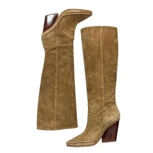 Tory Burch Lila Heeled Tall Boots in Alce Natural Suede